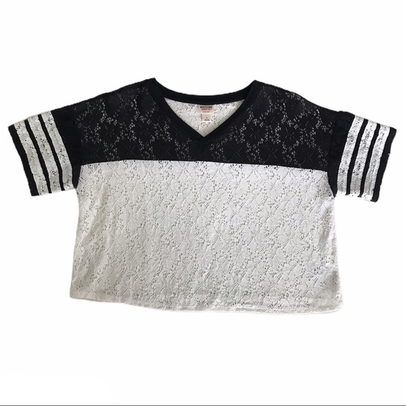 Mossimo Lace Crop Tee L - Picture 1 of 9